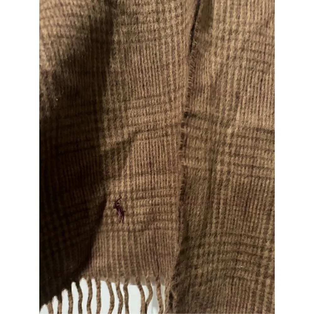 Ralph Lauren NWT Virgin Wool blend brown scarf  pony logo